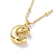 Initial Letter Brass Pendant Necklaces, Real 18K Gold Plated, Letter C, 17.52 inch(445mm), Letter: 19.5x12mm.