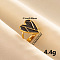 Vintage 304 Stainless Steel Enamel Cuff Ring, Heart Wide Band Open Ring for Women, Golden