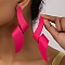 Twist Alloy Stud Earrings, Hot Pink, 120x38mm
