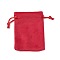 Velvet Jewelry Drawstring Storage Pouches, Rectangle, Crimson, 9.5x7x0.5cm