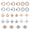 28Pcs 14 Style Alloy Rhinestone Pendants, Star & Heart & Sun & Planet Charms, Platinum & Light Gold, 17~24x17~25x2~3mm, Hole: 1.8~2mm, 2Pcs/style