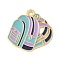 School Supplies Alloy Enamel Pandants, Golden, Bag, 19x18.5x1mm, Hole: 1.6mm