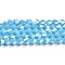 Opaque Solid Color Electroplate Glass Beads Strands, AB Color Plated, Faceted, Bicone, Deep Sky Blue, 4x4mm, Hole: 0.8mm, about 80~85pcs/strand, 30~32cm