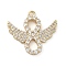 Brass Micro Pave Clear Cubic Zirconia Pendants, Long-Lasting Plated, Angeles, Golden, 18x19.5x2.5mm, Hole: 1.4mm