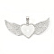 Alloy Pendant Cabochon Settings, with Rhinestone, Lead Free & Nickel Free, Heart with Wing, Platinum, Crystal, Tray: 26.5x32.5mm, 47.5x107.5x6mm, Hole: 15mm