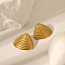 Irregular Texture Geometric 304 Stainless Steel Stud Earrings, Golden, Shell Shape, 25x30mm