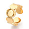 304 Stainless Steel Cuff Ring Components, Round Pad Ring Setting, Ion Plating(IP), Real 18K Gold Plated, Tray: 6mm, 9.9mm, Inner Diameter: Adjustable