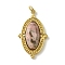 Faceted Natural Rhodonite Pendants, Oval Charms, with Ion Plating(IP) 304 Stainless Steel Settings, Real 14K Gold Plated, 24.5x14.5x4.5mm, Hole: 2.5mm