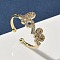 Brass Micro Pave Cubic Zirconia Cuff Rings, Word love, Long-Lasting Plated, Rack Plating, Lead Free & Cadmium Free, Real 18K Gold Plated, 8mm