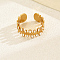 201 Stainless Steel Vintage Fashion Enamel Open Cuff Rings Lady Date Vacation Gift, White, Inner Diameter: 16~18mm