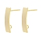 Brass Stud Earrings Findings, Rectangle, Real 18K Gold Plated, 20x5mm, Hole: 2mm, Pin: 11mm