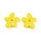 Handmade Lampwork Beads, Flower, Yellow, 18~18.5x17~17.5x4~5mm, Hole: 3~4mm