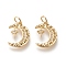 Brass Micro Pave Cubic Zirconia Pendants, Long-Lasting Plated, Moon with Star, Clear, Real 18K Gold Plated, 16x12x1.8mm, Hole: 3.5mm