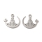 Non-Tarnish 304 Stainless Steel Charms, Laser Cut, Yoga Charm, Stainless Steel Color, 13x14.5x1mm, Hole: 1.6mm