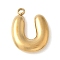 304 Stainless Steel Initial Pendants, Ion Plating(IP), Real 18K Gold Plated, Letter U, 16~18x6~18x3mm, Hole: 1.8mm