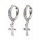 6Pairs Crystal Rhinestone Cross Dangle Hoop Earrings with 304 Stainless Steel Pin for Women, Stainless Steel Color, 29mm, Pin: 1mm