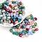 Glass Seed Beads, Transparent Colours Luster, Barrel, Mixed Color, 9x6~6.5mm, Hole: 1.2~1.4mm, about 849pcs/pound