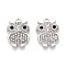 Rack Plating Alloy and Rhinestone Pendants, Owl, Platinum, 19x14x3.5mm, Hole: 1.8mm