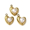 304 Stainless Steel Charms, Heart, with ABS Plastic Imitation Pearl, Ion Plating(IP), Golden, 13.5x10.5x5.5mm, Hole: 1.5mm
