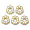 Alloy Pendants, with ABS Plastic Imitation Pearl, Cadmium Free & Nickel Free & Lead Free, Trapezoid, White, 23x19x5mm, Hole: 1.6mm