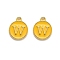 Golden Plated Alloy Enamel Charms, Enamelled Sequins, Flat Round with Alphabet, Letter.W, Yellow, 14x12x2mm, Hole: 1.5mm