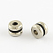 201 Stainless Steel Spacer Beads, with Black Silicone, Flat Round, Stainless Steel Color, 8x6mm, Hole: 3mm