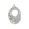 Brass Micro Pave Cubic Zirconia Pendants, Cadmium Free & Lead Free, Rack Plating, Long-Lasting Plated, Oval, 26.5x16.5x2.5mm, Hole: 1.2mm