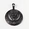 316 Surgical Stainless Steel Big Pendants, Flat Round with Lion, Gunmetal, 56x50x21mm, Hole: 7x12mm