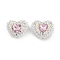 Polymer Clay Glass Rhinestone Beads, Heart Focal Beads for DIY Jewelry, Keychains and Beadable Pens, Light Rose, 20x24x13mm, Hole: 1.8mm