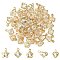 50Pcs 5 Style Rack Plating Iron Charms, with Crystal Rhinestone, Flower & Heart & Star & Rhombus, Cadmium Free & Nickel Free & Lead Free, Light Gold, 13.5~15.5x9.5~11x6~7mm, Hole: 1.5~1.6mm, 10Pcs/style