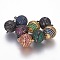 Brass Micro Pave Cubic Zirconia Magnetic Clasps with Loops, Round, Mixed Color, 16x12mm, Hole: 1.2mm