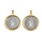 Brass Pendants, Flat Round with Virgin Mary, Rack Plating, Lead Free & Cadmium Free, Long-Lasting Plated, Platinum & Golden, 28x25x3mm, Hole: 4x3.5mm