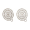 Brass Stud Earring Findings, with Loop, Flat Round, Nickel Free, Real Platinum Plated, 14x12mm, Hole: 1.4mm, pin: 0.6mm