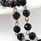 Handmade Faceted Round Transparent Glass Beads Chains for Necklaces Bracelets Making, with Gunmetal Tone Brass Eye Pin, Unwelded, Black, 39.3 inch, about 88pcs/strand