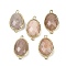 Natural Sunstone Faceted Connector Charms, Rack Plating Brass Oval Links, Golden, 22.5~23x13.5~14x6mm, Hole: 1.4mm