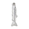 304 Stainless Steel Pendants, Fish Charms, Stainless Steel Color, 28.5x7x2mm, Hole: 1.3mm
