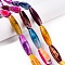 Natural Agate Dyed Beads Strands, Rice, Mixed Color, 39.5~41x11~15mm, Hole: 3mm, about 10pcs/strand, 15.35~16''(39~40cm)