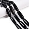Natural Agate Dyed Beads Strands, Rice, Black, 39.5~41x11~15mm, Hole: 3mm, about 10pcs/strand, 15.35~16''(39~40cm)