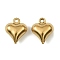 304 Stainless Steel Charms. Heart Charm, Real 18K Gold Plated, 11x9x4.5mm, Hole: 1mm