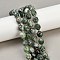 Natural Green Spot Jasper Beads Strands, Faceted, Oval, with Seed Beads, 9x10mm, Hole: 1.2mm, about 32pcs/strand, 15.75''(40cm)