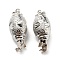 Rack Plating Brass Box Clasps, Textured Barrel, Platinum, 19.5x8mm