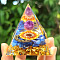 Orgonite Pyramid Resin Energy Generators, Natural Amethyst & Lapis Lazuli Chips Inside for Home Office Desk Decoration, 50mm