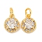 Brass Micro Pave Clear Cubic Zirconia Pendants, Cadmium Free & Nickel Free & Lead Free, Flat Round, with Jump Ring, Real 18K Gold Plated, 10x8x4mm, Hole: 3mm