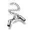 Tarnish Resistant 304 Stainless Steel Curb Chain Extender, with Cord Ends and Lobster Claw Clasps, Stainless Steel Color, Chain Extender: 52mm, Clasps: 11.5x7.5x3.5mm, Cord Ends: 8.5x4mm, 3mm inner diameter.