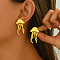 Brass Jellyfish Stud Earrings, Golden, 39x22mm