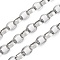 304 Stainless Steel Textured Rolo Chains, with Spool, Soldered, PVD Vacuum Plating, Stainless Steel Color, 9.5x7x3mm, about 32.81 Feet(10m)/Roll