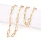 Brass Paperclip Chains, Drawn Elongated Cable Chains Necklace Making, with Lobster Claw Clasps, Real 18K Gold Plated, 17.71 inch(45cm) long, Link: 4x10mm, Jump Ring: 5x1mm