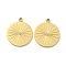 PVD Vacuum Plating 304 Stainless Steel Pendants, with Crystal Rhinestone, Flat Round Charms, Real 18K Gold Plated, 17x14.5x1mm, Hole: 1.4mm