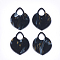 Cellulose Acetate(Resin) Pendants, Leopard Print, Heart, Black, 42x32x2mm, Hole: 12.5x9mm