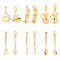 UNICRAFTALE 6Pcs 6 Style Golden Mini Tableware Charms 304 Stainless Steel Cup Pendants Bottle Charms Metal Teapot Pendant Fork Necklace Charms for DIY Necklace Bracelet Making 4.5~8x3~10mm Hole